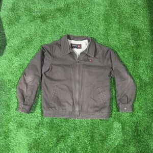 Hawk Sherpa Lined Work Jacket Brown Full Zip Canvas Coat Men’s M